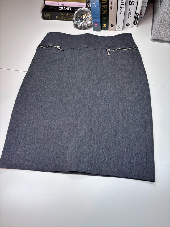 Joe B Dresses & Skirts - Joe B Tailored Classic Charcoal Gray Pencil Skirt with Silver Zip Accents SizeS